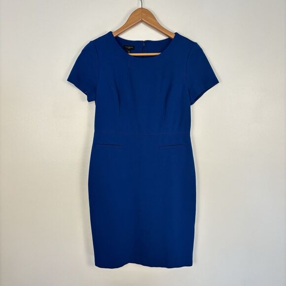 Talbots Womens 4P Short Sleeve Royal Blue Sheath Dress Office Career Modest - Picture 1 of 5